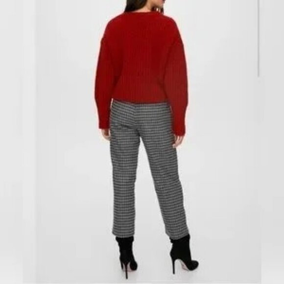 Aritzia Wilfred Tie Front Belt Plaid Pants Cropped High Rise Waisted Trousers - Picture 3 of 15